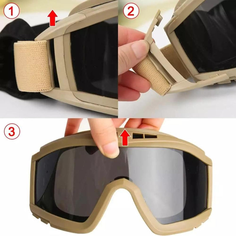 óculos tático para Airsoft, Motocross, motocicleta, montanhismo - FlashMart