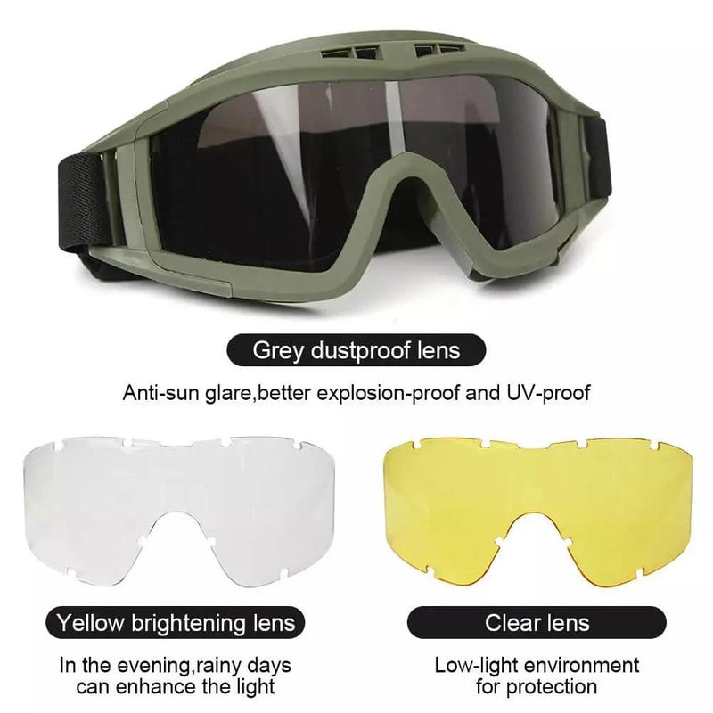 óculos tático para Airsoft, Motocross, motocicleta, montanhismo - FlashMart