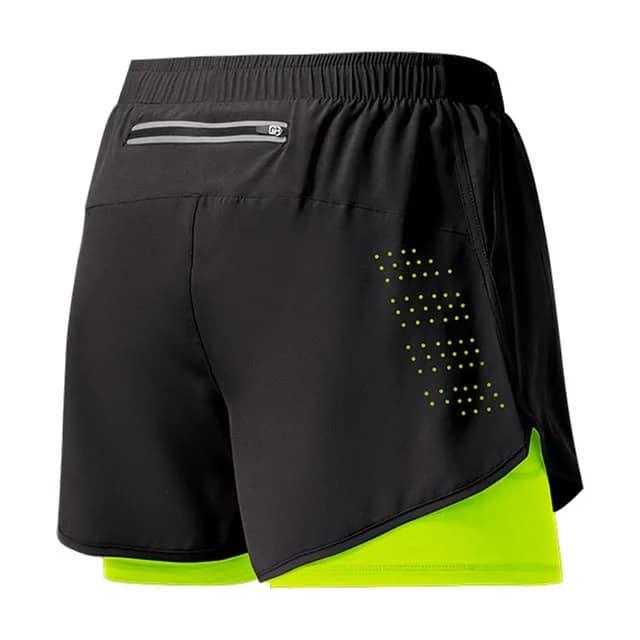 Calção de corrida de camada dupla de secagem rápida masculina - FlashMart